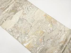 アンティーク　御所車に流水・草花模様織り出し袋帯（材料）